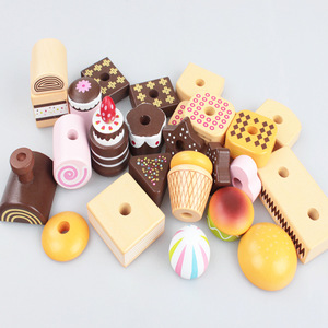 Combinazione magnetica <span class=keywords><strong>torta</strong></span> al cioccolato Dessert cibo cognitivo tirare treno in legno auto giocattolo per bambini - Product Image 6