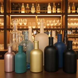 Botella de Ginebra de Vidrio Verde Mate de 100 ml, 375 ml, 500 ml, Botella de Licor de Vidrio Negro para Vodka, Botella de Vino de Vidrio de 750 ml, Botella de Aceite de Oliva de Vidrio - Product Image 5