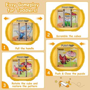 Puzzle di dinosauro rotante per bambini 3 + 8 anni Puzzle 1 bambino viaggio in auto in aereo attività di viaggio per auto - Product Image 2