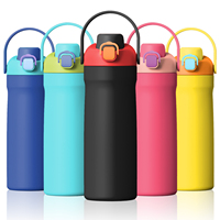 Bouteille d'eau isotherme en acier inoxydable 304 à double paroi de 24 oz et 32 oz avec couvercle à poussoir et paille rabattable, idéale pour les cadeaux d'affaires