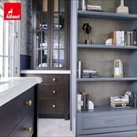 Alland Maßgefertigter Amerikanischer Stil Schieferblauer Lack Holz-MDF Modernes Neues Wanddesign Wohnzimmer TV-Schrank Mit Schublade