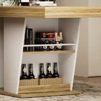 [Stock US] Table à manger extensible de style rustique de 78,7 pouces pour 8 à 10 personnes, avec étagères de rangement des deux côtés, expédition domestique aux États-Unis, MOQ 1