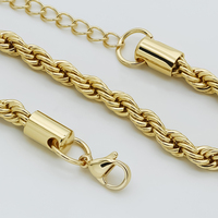 Pulsera Minimalista de Acero Inoxidable con Cadena de Cuerda Trenzada, Chapada en Oro de 18K, Resistente al Agua, Unisex, Joyería Apilable para Uso Diario