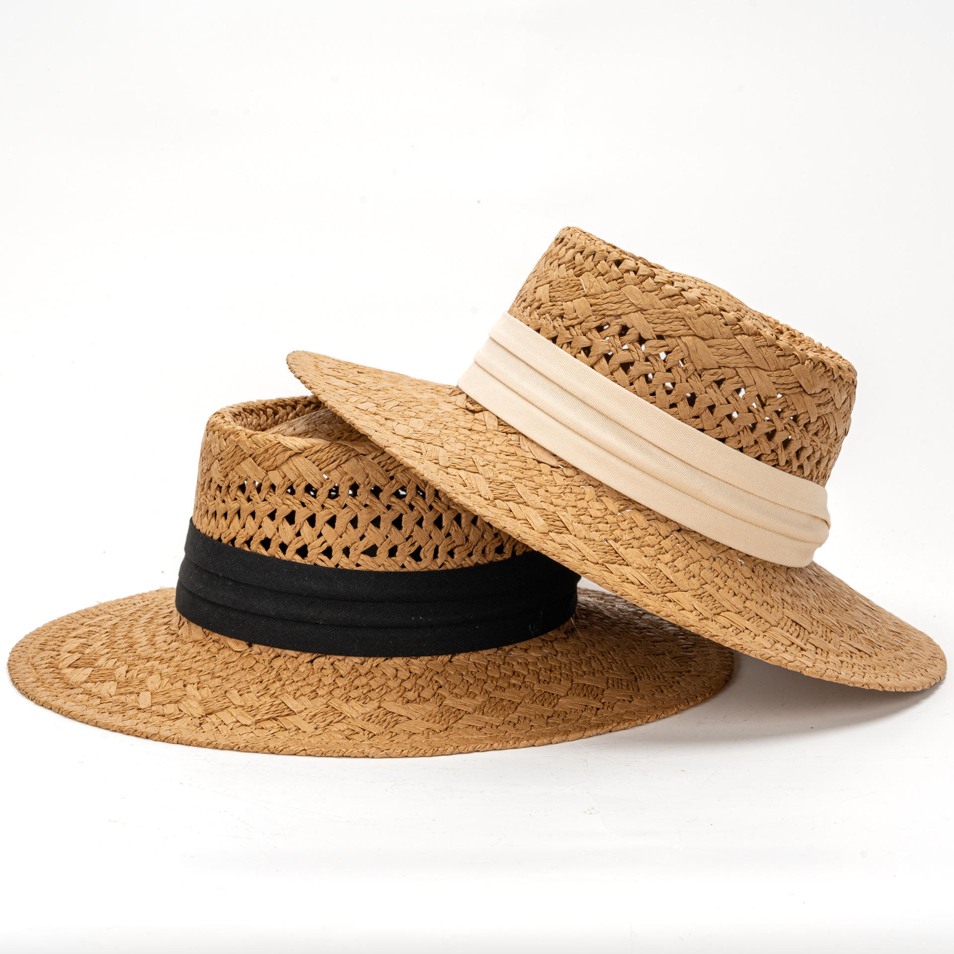 Wide Brim Women's Foldable Panama Straw Fedora Hats Summer
