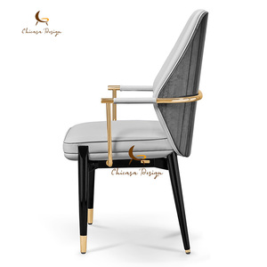 Custom Light Luxury <b>Dining</b> <b>Armchair</b> Gold Frame Leather Seat High End Designer Chair for Mansion Villa Furniture - Product Image 3