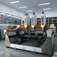 Routeur CNC à trois têtes JK-9010 pour la gravure sur pierre, granit et marbre, contrôlé par PLC, 5,5 kW, garantie 3 ans