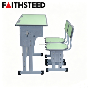 Wholesale Gray Double School <strong>Desk</strong> and Chair Set Adjustable Height Student Study Furniture for Educational Institutes - Product Image 2