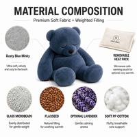 Ours chauffant lesté personnalisé, jouet en peluche micro-ondable certifié ASTM EN71 CE, peluche lestée pour soulager l'anxiété
