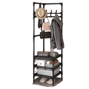 Wholesale <b>Corner</b> Shelf Coat Rack Space-Saving Freestanding Multifunctional Steel Foldable Bathroom Storage Clothes Rack Wardrobe - Product Image 1