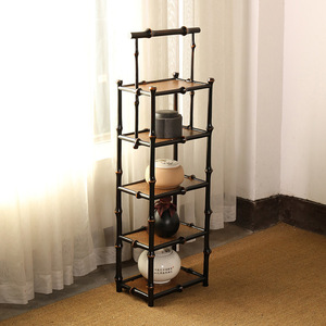 Étagère de présentation en bambou, bibliothèque d'étude, étagère tissée en bambou, support à tasses pour salon de thé, étagère de rangement, présentoir, haut de gamme - Product Image 4