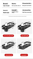 Support de rangement mural noir mat pour évier de cuisine, sans perçage, avec porte-éponge et barre porte-serviettes en acier inoxydable
