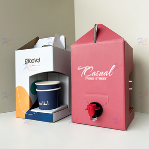 Nước giải khát máy chủ biểu tượng tùy chỉnh in ấn kraft giấy xử lý 10L cà phê để đi hộp container cà phê takeout hộp <span class=keywords><strong>carton</strong></span> cho quán cà phê cửa hàng - Product Image 2