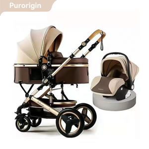 <b>3in1</b> Car Seat High Landscape <b>Pram</b> Lightweight Travel System Aluminum Frame EN1888 Certified Foldable 4-Wheel for 0-3 Years Baby - Product Image 1