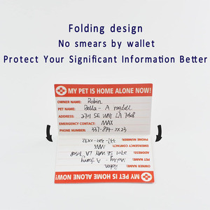 Tarjeta de contacto de emergencia para mascotas: Mis mascotas están solas en casa, tarjeta de seguridad para mascotas portátil y grabable por ambos lados para uso en emergencias - Product Image 4