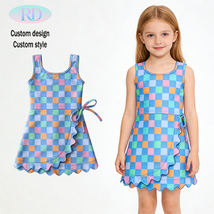 Vestido Deportivo sin Mangas Estampado para Niñas Pequeñas, Protección Solar UPF50+, Falda <span class=keywords><strong>de</strong></span> Golf Infantil, Estilo Traje <span class=keywords><strong>de</strong></span> Baño, Vestido Informal <span class=keywords><strong>de</strong></span> Verano - Product Image 3