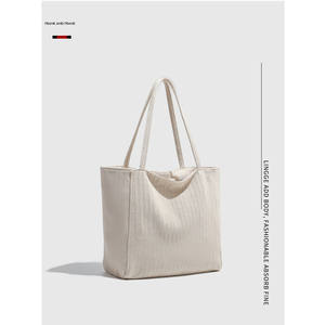 Sac fourre-tout à bandoulière pour femme en toile sergé grande capacité, tendance, avec fermeture éclair et deux poignées, 30x15x40cm, idéal pour le shopping et les trajets quotidiens - Product Image 2