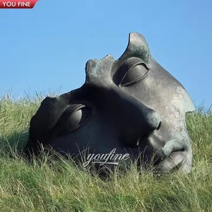 Youfine Custom Moderne Abstracte Bronzen Groot Figuur Gezicht Beeld Kunstbeeld <span class=keywords><strong>3d</strong></span> Bronzen Menselijk Hoofd Sculptuur Voor Muur - Product Image 4