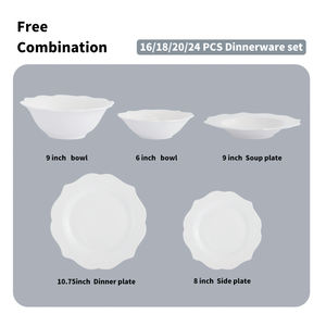 Porcelana fina New Bone China Irregular Blanco Porcelana personalizada Platos de comida de cerámica Platos para restaurante en casa - Product Image 3