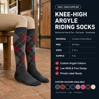 Chaussettes d'équitation montantes respirantes en tricot diamanté pour femmes, avec logo personnalisé et talon renforcé, vente en gros