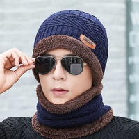 Ensembles bonnet et écharpe d'hiver pour homme, bonnet en laine épaisse tricoté, écharpe de cou, bonnet d'hiver, bonnet pour femme, cagoule, masque, chapeau