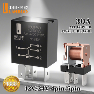 LANBOO-Relé automático violeta 30A, 12V/24V 100K, ciclos eléctricos, contactos AgSnO2 completa con bobina de cobre, modificación de coche de 4/5 pines - Product Image 5