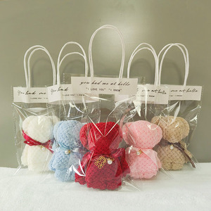 Offre Spéciale Logo personnalisable 30X30cm rose petite <span class=keywords><strong>serviette</strong></span> ours en peluche cadeaux de fête de mariage cadeau de noël en peluche ensemble de serviettes en peluche - Product Image 2