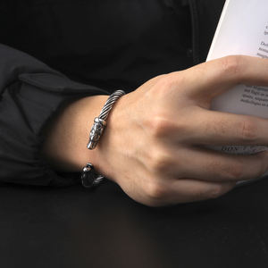 Myshape Viking Bracelet Fenrir Wolf Head <strong>Torque</strong> <strong>Men</strong> <strong>Bangle</strong> Stainless Steel Norse Mythology Amulet Jewelry - Product Image 2