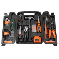 Ensemble d'outils à main pour la maintenance générale du ménage, 129 pièces, boîte en plastique professionnelle, utilisation domestique, bricolage, outils à main dans des étuis