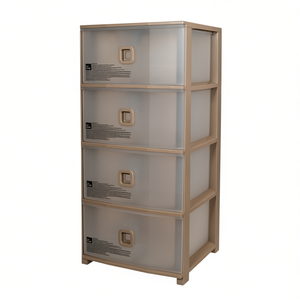 Unité de rangement empilable minimaliste Pratika Plus à 4 tiroirs 375x370x800mm en plastique PP taupe pour l'organisation de la maison et du bureau - Product Image 3