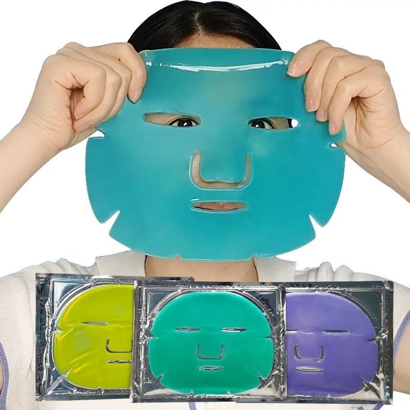 Витамин С, маска против морщин, зеленый чай, увлажняющая косметическая маска для лица, частная этикетка, кристаллическая коллагеновая маска для лица