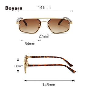 Boyarn classique petit cadre Double faisceau hommes et femmes nuances dégradé épais métal jambe polygone Uv400 Protection <span class=keywords><strong>lunettes</strong></span> <span class=keywords><strong>de</strong></span> <span class=keywords><strong>soleil</strong></span> - Product Image 6
