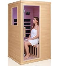 Sauna Infrarroja Negra para el Hogar, Materiales de Madera de Hemlock Canadiense, Interior Seco, Ventanas Transom, Calentador de Bajo EMF, Luz Roja, Apartamento, Villa - Product Image 5