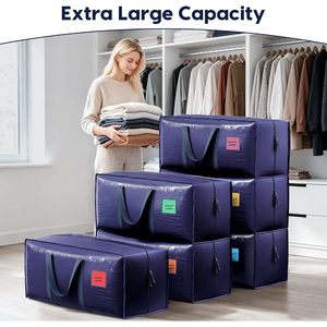 Lot de 6 sacs de déménagement 93L 220lbs, sacs de rangement pliables imperméables pour vêtements, organisation de la maison, camping - Product Image 4