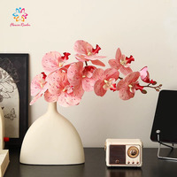 Batang Anggrek Phalaenopsis Buatan yang Hemat Biaya, Kelopak Plastik, Bunga Palsu dalam Berbagai Warna untuk Dekorasi Rumah dan Pernikahan