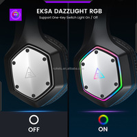 Casque sans fil EKSA E1000BT 2.4G supra-auriculaire RGB pour usage quotidien/musique/PC/jeux, casque stéréo 3D HiFi pliable avec batterie de 1500 mAh