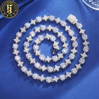 Vente en gros de bijoux tendance de luxe en laiton 8mm avec zircon et diamant Collier à chaîne de tennis Halo Star pour hommes et femmes Cadeau
