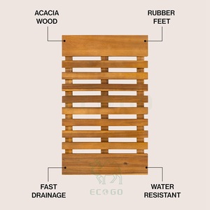 Tapis de bain en bois d'acacia, naturel, moderne, classique, séchage rapide, lavable, doux, antidérapant, pour intérieur, extérieur, douche, salle de bain, baignoire - Product Image 3