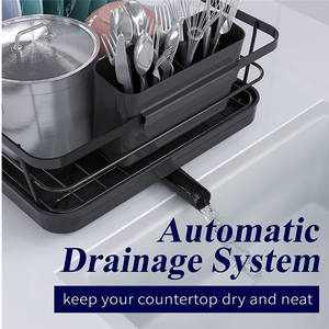 Organisateur de caddie d'évier de cuisine porte-éponge, organisateur de cuisine en acier 304 avec plateau de <span class=keywords><strong>vidange</strong></span> automatique, support d'évier pour la cuisine - Product Image 6