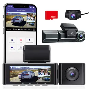 3-channel Dvr Dash Camera 4k 3.17 '' Ips Car Camera Dash Cam Front Inside Rear Wifi GPS Parking Mode 360 Degree Full Protection