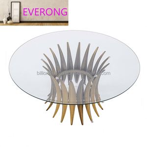 Juego de Mesa de Comedor Nórdico Clásico de Acero Inoxidable con Cubierta de Vidrio Moderna Multifuncional para Comedor, Salón, Hogar, Villa, Bar - Product Image 1