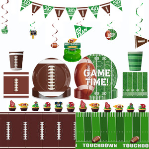 Articles de fête d'anniversaire pour enfants sur le thème du football américain (rugby) en gros : assiettes en papier, serviettes, nappes - Product Image 6