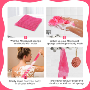 Custom Logo African Net Sponge With Rope <b>Body</b> Scrubber Durable Gentle Exfoliation African Net for All Skin Types Portable Travel - Product Image 3