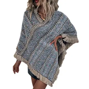 Высококачественный богемный плотный вязаный свитер GEERDENG Ponchos Ретро накидка пальто простые плащи свободные женские пончо шаль накидка