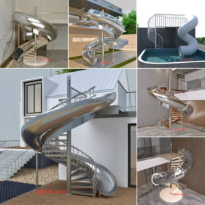 Escaliers en colimaçon en acier inoxydable 304 pour petits espaces, <span class=keywords><strong>escalier</strong></span> métallique d'évacuation incendie extérieur avec glissière, glissière d'<span class=keywords><strong>escalier</strong></span> pour <span class=keywords><strong>piscine</strong></span> - Product Image 5