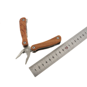 ידית עץ להב נירוסטה באיכות גבוהה מתקפלת מיני צבת רב כלים עם פנס - Product Image 2