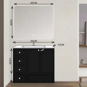 Modern Bathroom Vanity With Ceramic Basin Rectangular <b>Floor</b> <b>Standing</b> 48 In MDF Cabinet Painted Finish Contemporary Design - Product Image 6