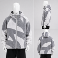 Sweat à capuche en polaire pour homme avec logo personnalisé, doublure en sherpa, fermeture éclair, coupe ample, poids lourd 400 g/m², streetwear OEM