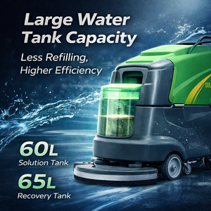 Nuova Lavasciuga Pavimenti Industriale a Conduzione Manuale con Serbatoio Acqua Pulita da 55L e Serbatoio Acqua Sporca da 65L, Macchina per Pulizie Commerciali con Design a Meno Riempimenti - Product Image 1