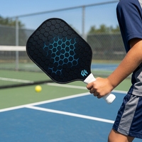 Pagaie de pickleball en fibre de carbone de 14 mm, noyau alvéolaire, légère et résistante aux chocs, pour débutant