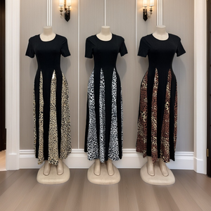 Abito Casual elegante da donna con stampa leopardata abito Vintage A righe A manica corta A vita alta - Product Image 4